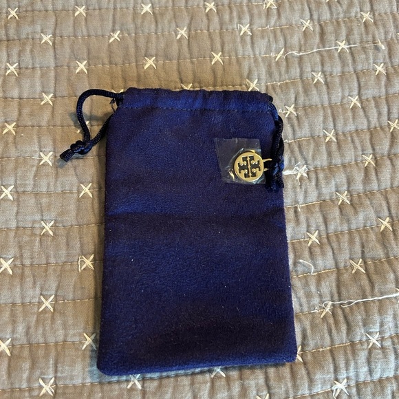 Tory Burch Deep Blue Velvet Pouch - Picture 1 of 1